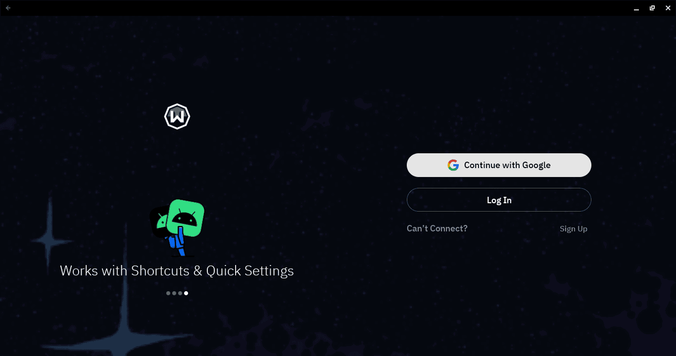 Écran de connexion à Windscribe sur un Chromebook